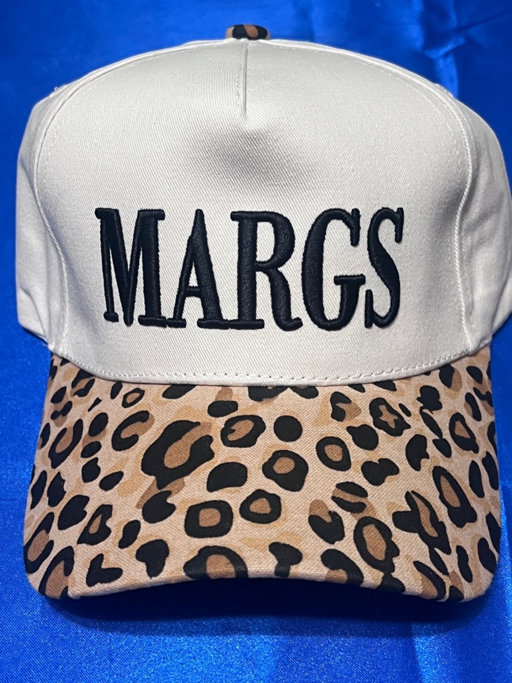 MARGS Embroidered Leopard Brim Baseball Cap - Cream & Leopard